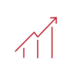 Fototapeta premium Growth graph up silhouette icon. Financial chart arrow linear style sign symbol for business concept or web design. Vector illustration isolated on a white background.