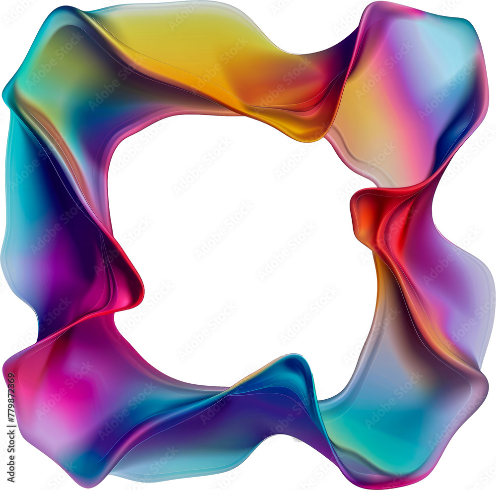 Wall mural Abstract colorful liquid shapes cut out on transparent background