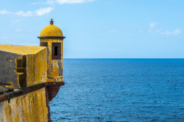 Sao Tiago fort and the atlantic ocean in Funchal, Madeira island Portugal - 779872303