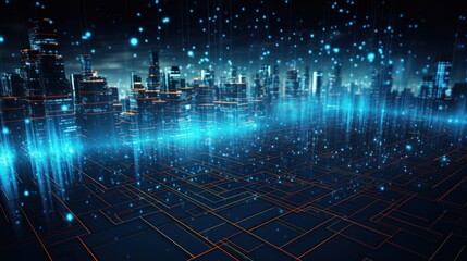 IT Industry Particles in Digital World Background