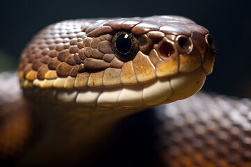 Fototapeta premium Colorful snake python cobra viper forest hiding waiting for prey rainforest jungle untouched nature predator venomous venom dangerous wildlife poisonous animal skin tail creepy african exotic species