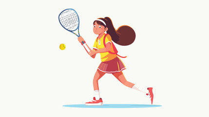 Illustration of a schoolgirl fancies himself a tennis
