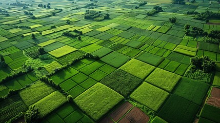 Fototapeta premium Aerial view of a geometric agricultural field, patterned, high definition, rural, hyper realistic