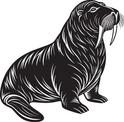 Walrus.Vector illustration . Isolated on white background.