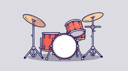 Isometrick back side view Toon line style Drum Set 
