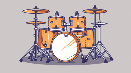 Isometrick back side view Toon line style Drum Set 