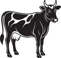 Black and White Cow.Vector illustration Isolated on white background.