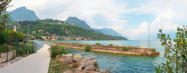 new bike route Ciclopista del Garda, along the lakeside Gardasee, Toscolano landscape