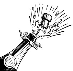 Sketch Illustration of Champagne explosion.
