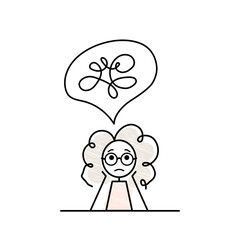 simple sketch super confused girl sitting at the desk student doodle vector illustration pencil drawing with black outline