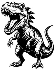 Roaring Tyrannosaurus Rex Vector Art Illustration. Black and white vector illustration with T-rex.	
