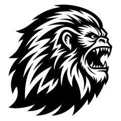 Obraz premium Fierce Mythical Yeti Profile Vector Illustration. Vector logo with bigfoot. Vector logo with sasquatch. 