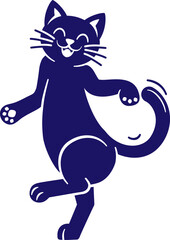 A cute happy cat or pet kitten kitten dancing animal mascot design icon concept