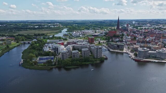 Aerial view of the city of Rostock, northern Germany