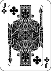 A jack of clubs card design from a playing cards deck pack