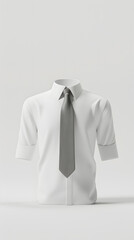 3D render of a white shirt and tie isolated on white background