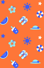 summer pattern. orange background