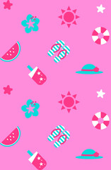summer pattern. pink background