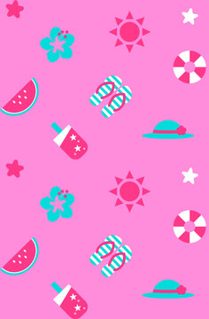 summer pattern. pink background