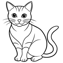   cat vector illustration with line art.
