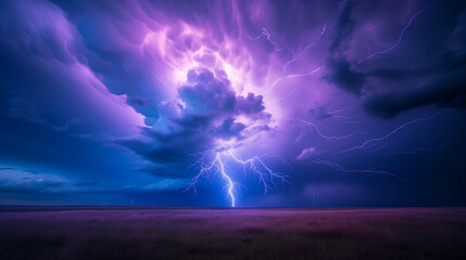 Landscapes, raging storms and violent and dangerous lightning strikes. - obrazy, fototapety, plakaty