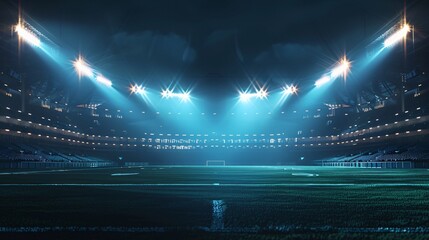 a stadium with lights on