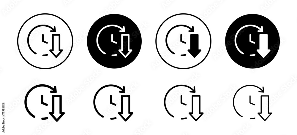 Poster less time in office work icon. countdown clock watch timer shows decrease in turn around time symbol