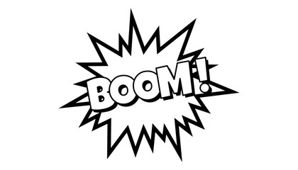 Obraz premium Pow comic bubble. Sound dialogue speech bubbles with word - Boom. Pop art expression in black and white color.