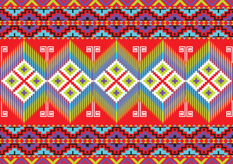 
Ethnic geometric seamless fabric pattern Cross Stitch.Ikat embroidery oriental Pixel pattern brown background. Abstract,vector,illustration. Texture,Cross Stitch,frame,decoration,carpet wallpaper.