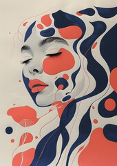 Creative paper cut poster with women's face and floral patterns