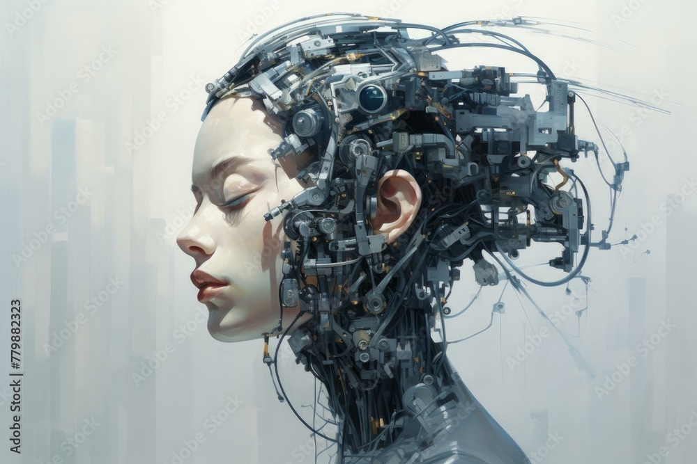 Poster precise robot mind. future digital automated. generate ai