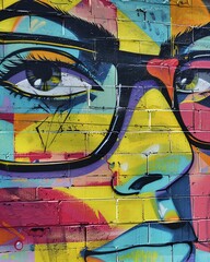 urban graffiti face on a wall