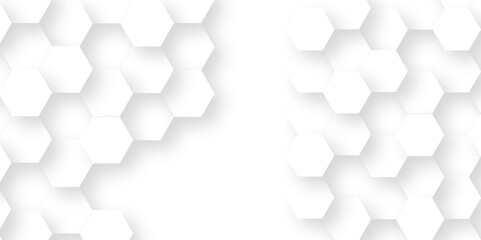 Abstract Technology, Futuristic 3d Hexagonal structure futuristic white background and Embossed Hexagon. Hexagonal honeycomb pattern background with space for text.