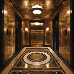 Art deco opulence elevator design with luxurious material bold and metallic