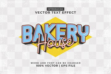 Editable text effect - Bakery House Vintage template style premium vector