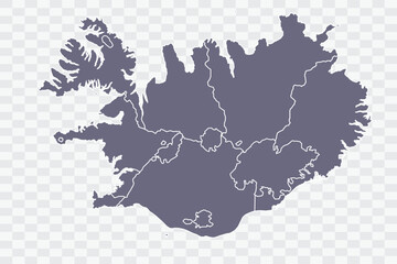 Iceland Map pewter Color on White Background quality files Png