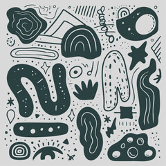 funny doodle groovy shapes.