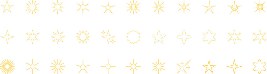 Star icons. Gold Star or favorite flat icon for apps and websites. Rating Star icon. Star vector collection. Modern simple stars. Vector illustration.