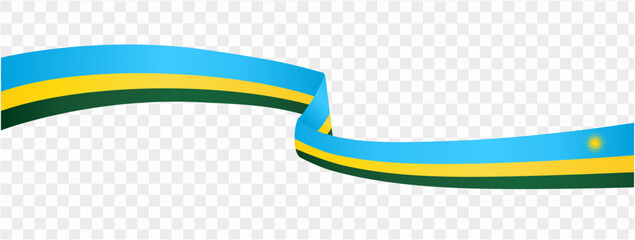 Rwanda flag wave isolated on png or transparent background vector illustration. - obrazy, fototapety, plakaty