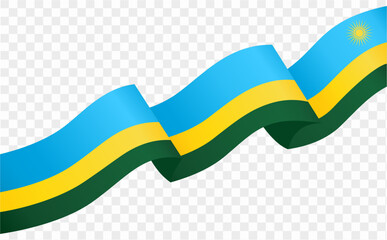 Rwanda flag wave isolated on png or transparent background vector illustration.