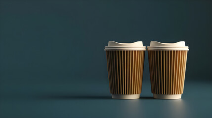 Two takeaway coffee cups stand side by side, promising warmth - Ai Generated