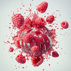raspberry abstract explosion liquid background - obrazy, fototapety, plakaty