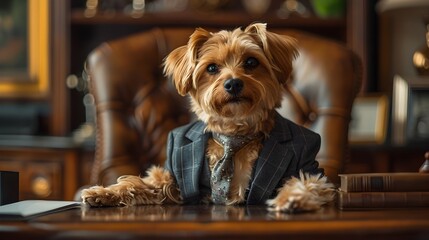 Sophisticated Canine Executive in Corporate Workspace