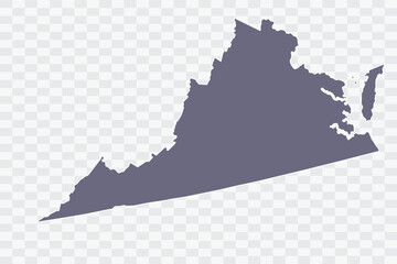 VIRGINIA Map pewter Color on White Background quality files Png