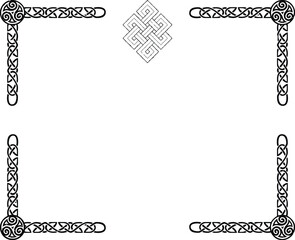 Viking Lace Border with Triskele Corners and Infinity Knot - obrazy, fototapety, plakaty