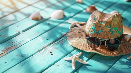 A Summertime Beach Hat Arrangement - Powered by Adobe