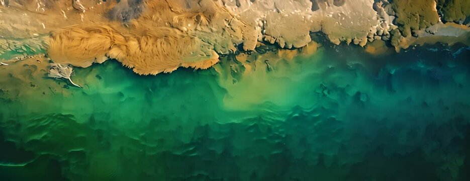 Aerial drone view of the colours and textures of Lake Dimboola 4K Video