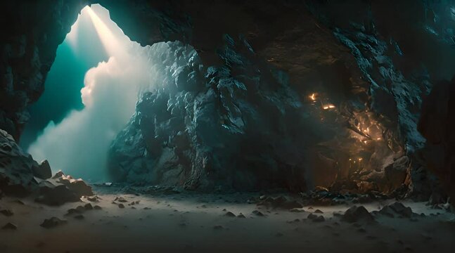 footage of a cave for a movie trailer, beautiful cave