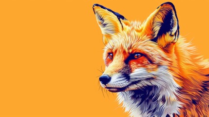 Obraz premium Portrait of red fox. Colorful comic style painting illustration.