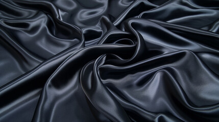 Fototapeta premium A shiny, smooth black satin fabric with a slight sheen and soft texture